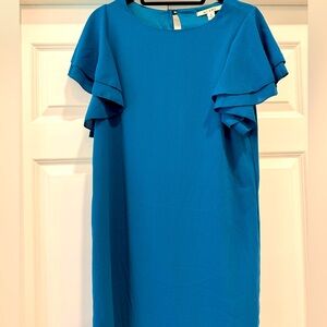 Miami dress with ruffle sleeves, peacock blue, medium